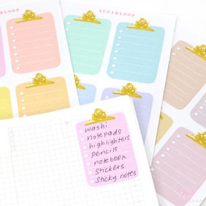Full Box Clipboard Style Bujo Planner Stickers: Lined Checklist Blank | Hand Drawn Pastel Neutral Writeable Work Teacher FBX44