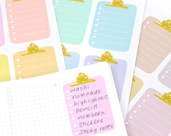 Clipboard Planner and Journal Stickers: Pastel, Journaling, Color Code, Checklists, Bullet Points, Tasks, Lists