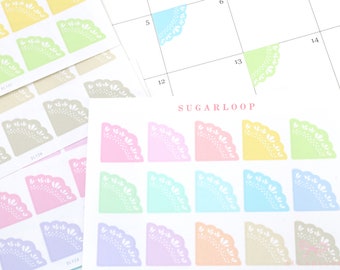 Pastel Doily Corner Planner Stickers: Bujo Calendar Stickers