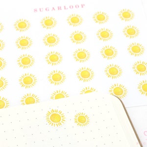 Sunny Summer Watercolor Weather Bujo Planner Stickers Icon Trackers Season Daily Weekly Monthly Cloud Spring Garden WWC2 image 1