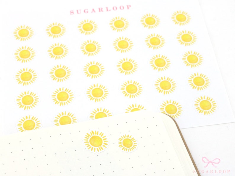 Sunny Summer Watercolor Weather Bujo Planner Stickers Icon Trackers Season Daily Weekly Monthly Cloud Spring Garden WWC2 image 1