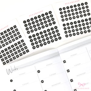 Black and White Mini Date Dot Bujo Planner Stickers: 0.25" (6 mm) | Day Cover 1-31 DIY Countdown Calendar Numbers Undated Hobo DAT31