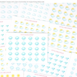 Sunny Summer Watercolor Weather Bujo Planner Stickers Icon Trackers Season Daily Weekly Monthly Cloud Spring Garden WWC2 image 7