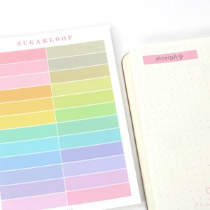 Rainbow Pastel Header Planner and Journal Stickers: Functional Divider Strips