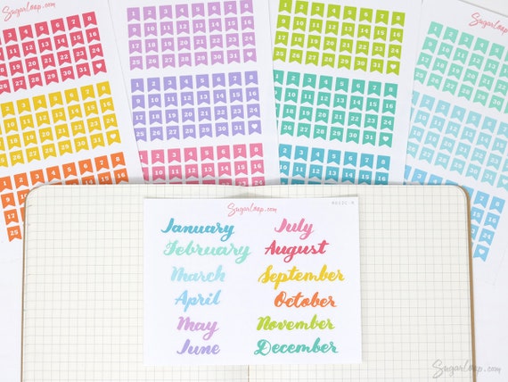 Months Of The Year Sticker Bundle for Planners, Calendars
