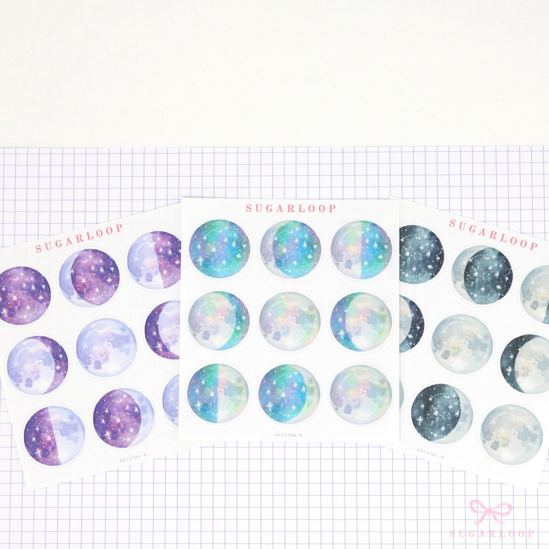 Moon Lunar Cycle Phases Planner and Journal Stickers | Whimsical ...