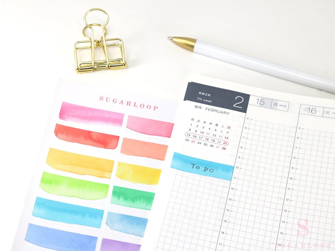 Watercolor Appointment Stickers Quarter Box Label Bujo Planner Stickers ...