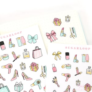 Autocollants Bujo de planificateur de maquillage de beauté | Moi Temps Shopping Anniversaire Détendez-vous Spa Beauté Salon de coiffure Rappels de rendez-vous à faire BEA1