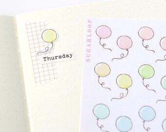 Pastel Balloon Planner Stickers, Celebration Reminders