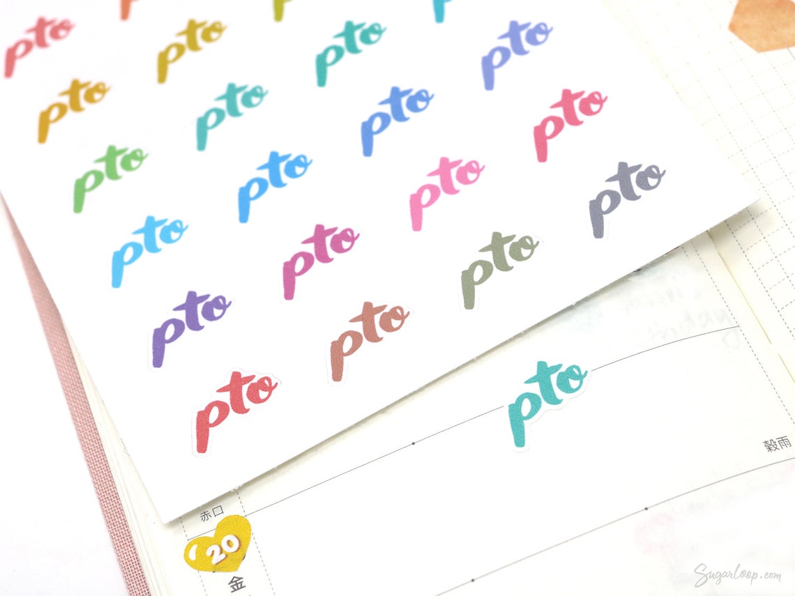 PTO Planner Stickers 28 Rainbow PTO Icon Stickers for Paid Etsy