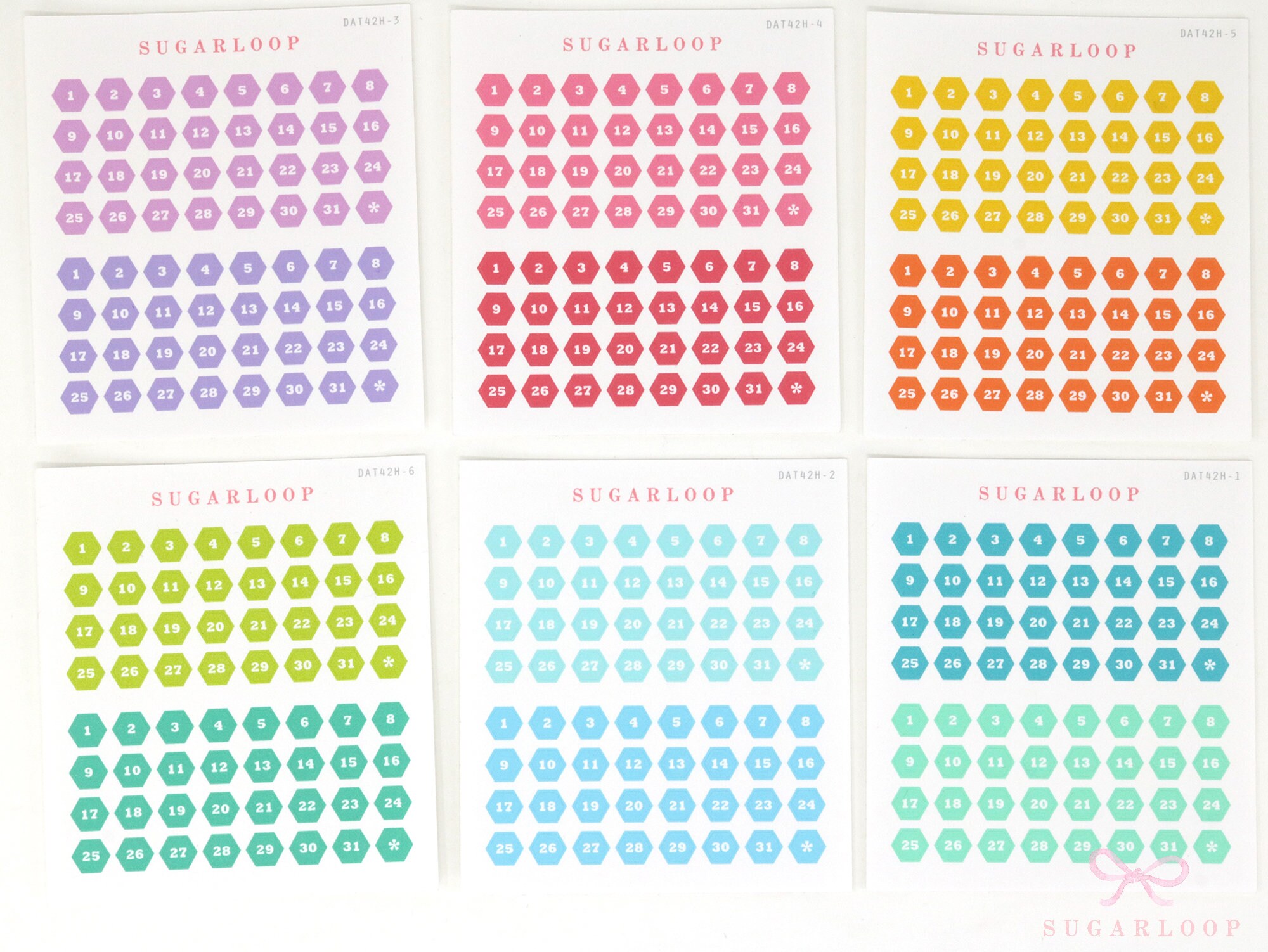 Mini Date Display One Year Mini Date Planner and Journal Stickers Bundle: Dot, Hexagon ...