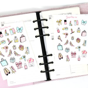 Beauty Makeup Bujo Planner Stickers  | Me Time Shopping Birthday Relax Spa Beauty Hair Salon Appointment Reminders To Do  BEA1