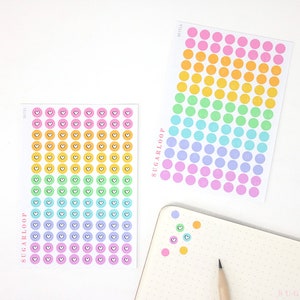 Mini Tiny Dots Heart or Solid Round Circle Bujo Planner Stickers: 0.25”(6 mm) | Color Code Checklist To Do Tasks Chore  DOT31