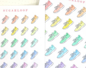 Rainbow Running Shoe Planner and Journal Stickers: Health and Fitness Tracker