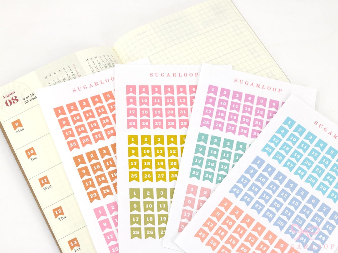 Mini Date Display Mini Date Flags Planner and Journal Stickers: Journaling Hobonichi ...