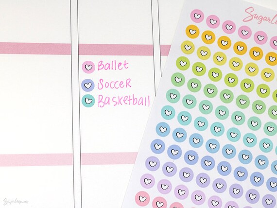 Mini Love Heart Dots Planner Stickers 1 1 4 Inch Color Code Etsy Norway