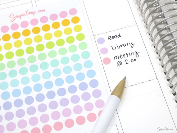 Mini Dots Planner Stickers 1 X 0 25 Inch Pastel Color Code Etsy