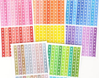 Lista de verificación, planificador y pegatinas para diario de arte en acuarela: lista de verificación, viñetas, tareas, código de colores.