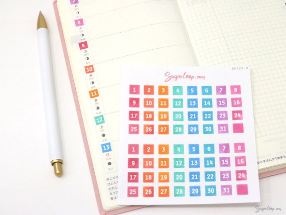 Mini Calendar Index Stickers - Kawaii Pen Shop - Cutsy World