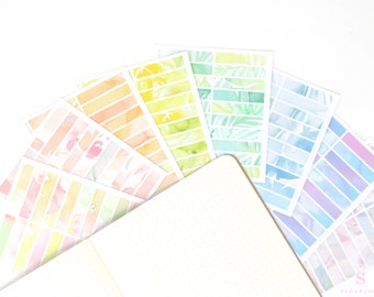 Header Strip Bujo Planner Stickers: 1.5 in (38 mm) x 0.25 in (6 mm) | Functional Writable Smudge-Proof  Hobo TN HDR70