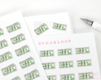 Payday Planner and Journal Sticker Sheet: Dollar Bill, Finance, Budget Tracker