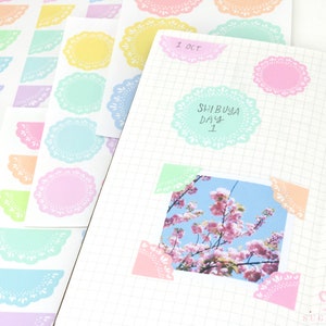 Round Bujo & Planner Deco Label Stickers: Doily Style Scalloped Edge Days Dates Months Task DIY Calendar Reminder Header Title To Do DLY3 image 2