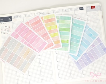 Hobonichi Cousin One Hour Hourly Time Block Stickers: Weekly, Writable, Watercolor