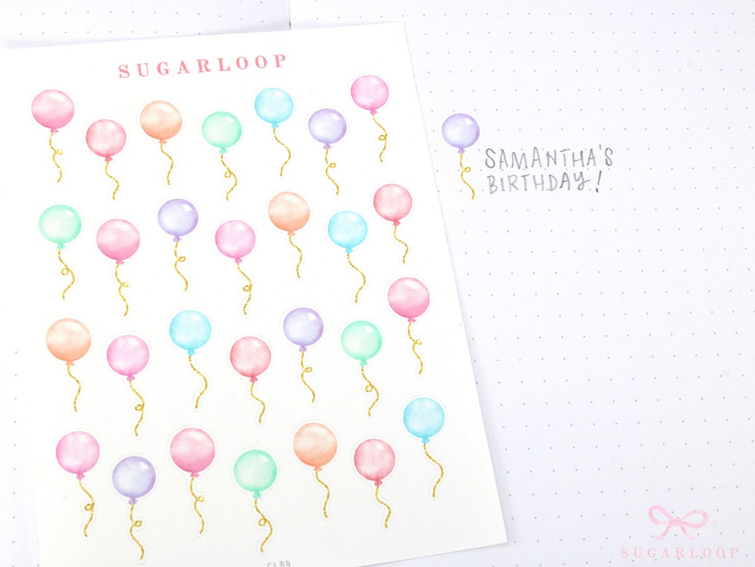 Cute Kawaii Balloon Bujo Planner Stickers Birthday Balloon Stickers for  Celebrations Events Party Reminder to Do CLB1 