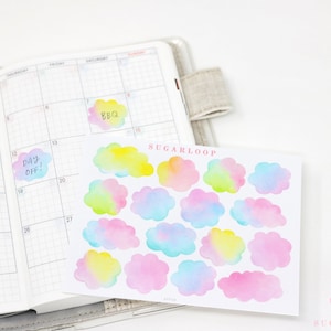 Watercolor Appointment Cloud Bujo Planner Stickers  | Deco Days Dates Months Reminders Headers Tasks Chores  TN Hobo APP4