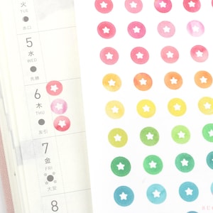 水彩ミニドットプランナーとジャーナルステッカー：レインボーカラーコード、箇条書き、チェックリスト0.25インチ