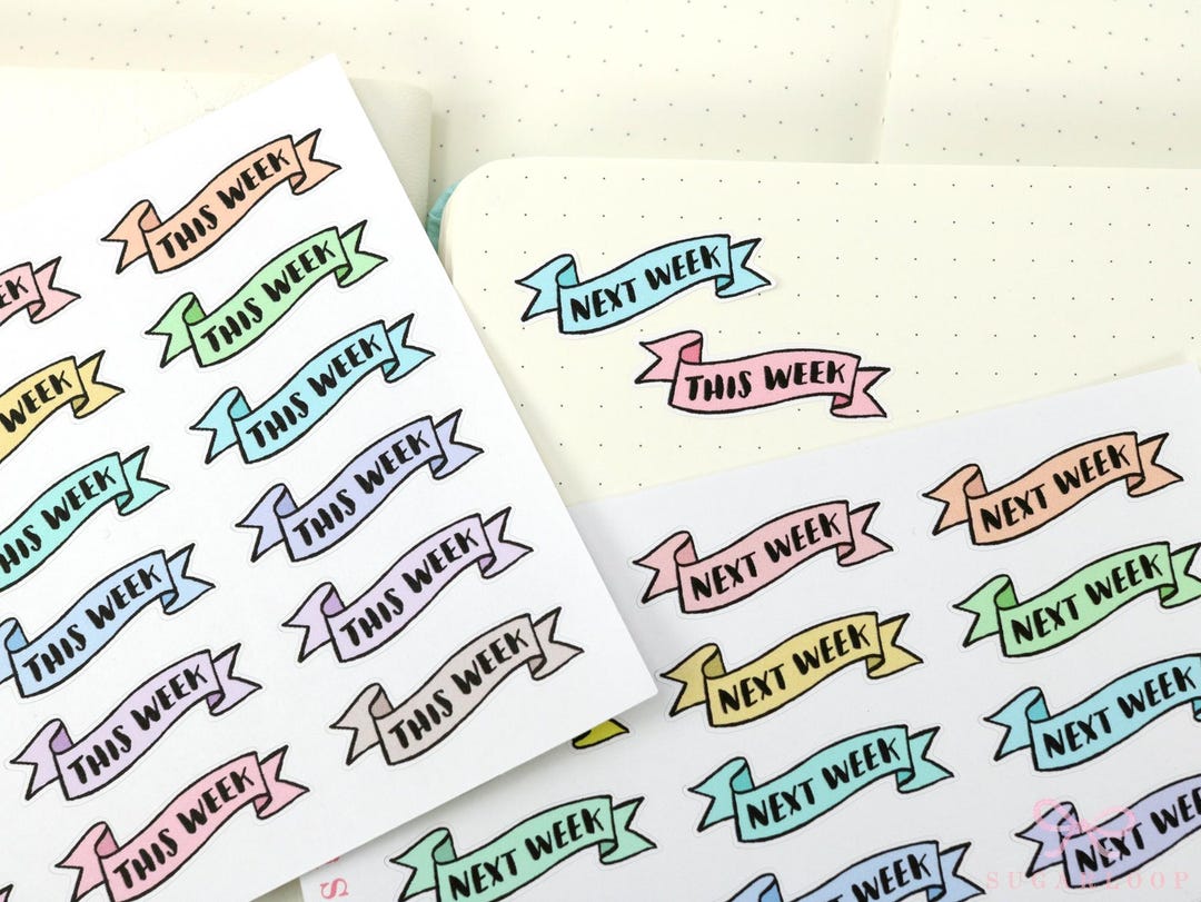 This Week/next Week Banner Planner and Journal Stickers: Pastel