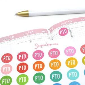 PTO Paid Time Off Icon Bujo Planner Stickers: Rainbow | Vacation Day Off Holiday Reminder School Work Mom Office Vacay  ICN29
