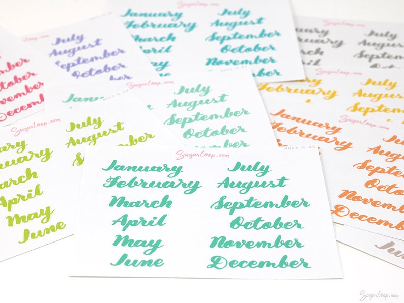 Months of The Year Planner Bujo Planner Stickers: 1.5 38mm 2 50 mm 16 Colors Hand Lettered Script Monthly MOS3 image 10