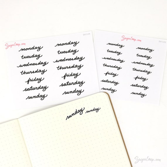 Days of the Week Script Stickers Bundle Graphic by Regulrcrative · Creative  Fabrica