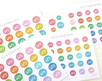 WFH WFO Work From Home Office Bujo Planner Stickers: Rainbow Dots | Busy Mom Teacher Tasks To Do Reminder Hand Lettered Hobo TN  ICN31