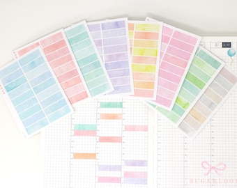 Hobonichi Cousin One Hour Hourly Time Block Stickers: Weekly, Writable, Watercolor