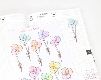 Birthday Balloon Sticker Sheet for Planners and Journals: Special Occasion Anniversary Wedding