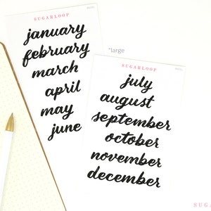 Months of The Year Bujo Planner Stickers: 1.5" (38mm) 2" (50 mm) | Hand Lettered Script Monthly DIY Undated Calendar  MOS5