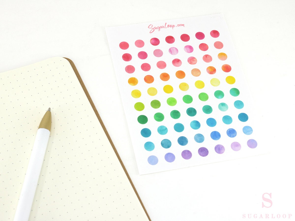 Mini petits hexagones points ronds cercle carré Bujo Planner Autocollants :  0,256 mm Liste de contrôle Code couleur à faire Rainbow EC DOT21 -   France