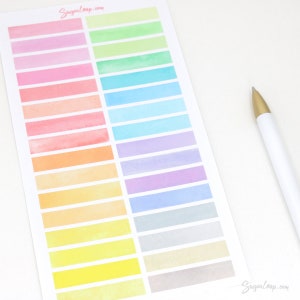 Header Title List Label Bujo Planner Stickers: 0.25" (6 mm) Tall Watercolor Pastel | Functional Divider Strips Dividers HDR64