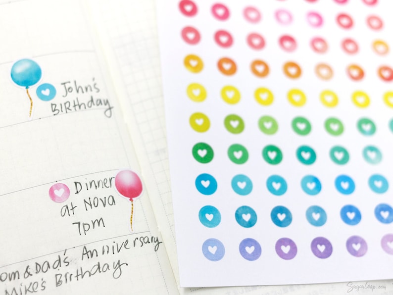 Mini Tiny Dots Heart Round Circle Bujo Planner Stickers: 0.25 6 mm Color Code Checklist To Do Task Chore Rainbow DOT24 image 1