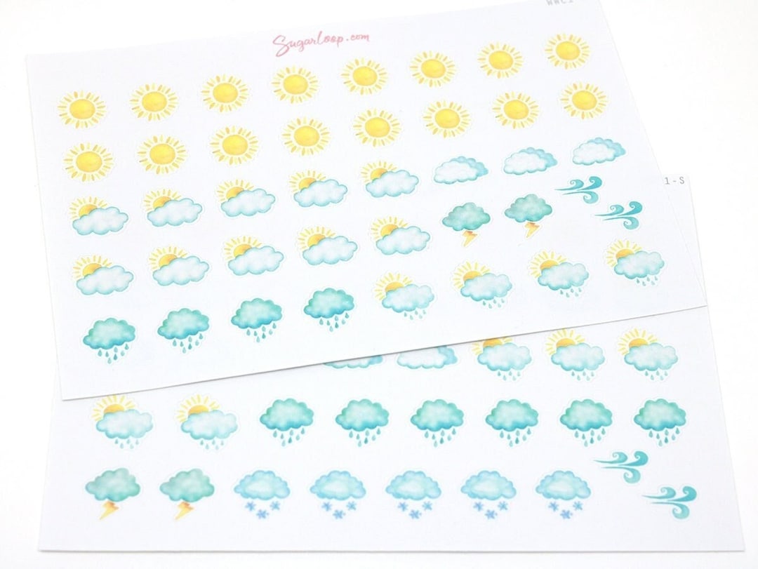 Watercolor Weather Kit Bujo Planner Stickers Bullet Journal - Etsy
