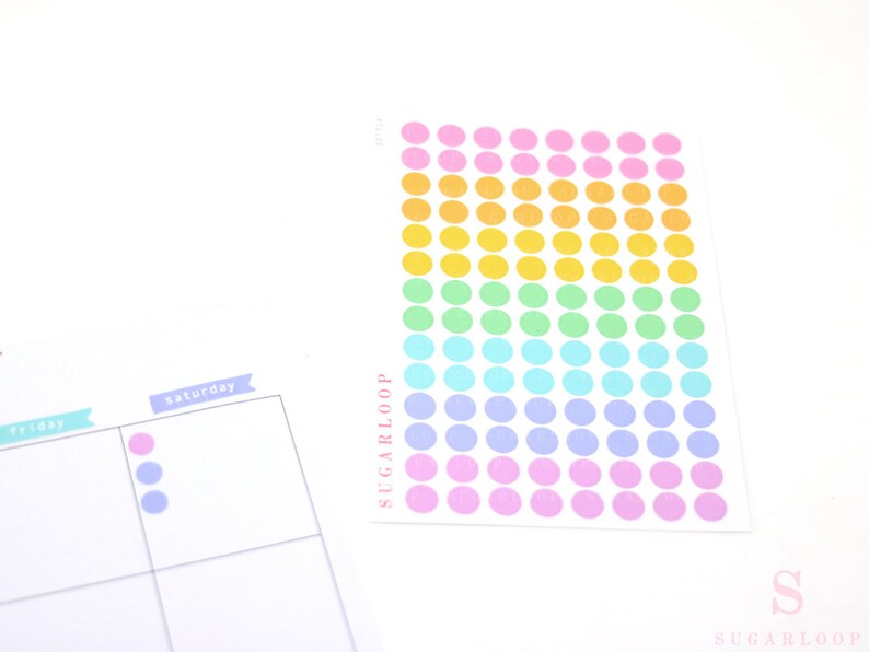 Pastel Dot Planner and Journal Stickers: Rainbow Bullet Points (0.25 In ...