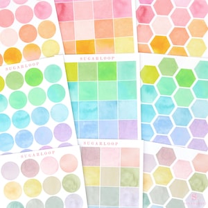 Hexagon Dot Square Bujo Planner Stickers: 3/4 inch (19 mm) | Colorful Functional Writable Smudge-Proof  Hobo TN GEO16