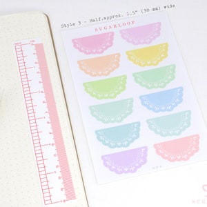 Round Bujo & Planner Deco Label Stickers: Doily Style Scalloped Edge Days Dates Months Task DIY Calendar Reminder Header Title To Do DLY3 3. Half Circle 39 mm