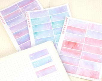 Whimsical Moon Stars: Quarter Box Planner & Journaling Stickers (0.5" Tall)