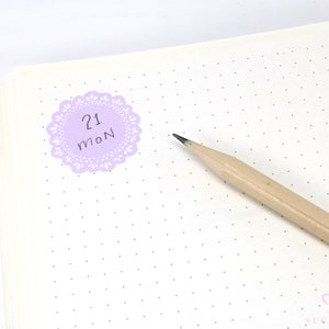 Round Bujo & Planner Deco Label Stickers: Doily Style Scalloped Edge Days Dates Months Task DIY Calendar Reminder Header Title To Do DLY3 image 4