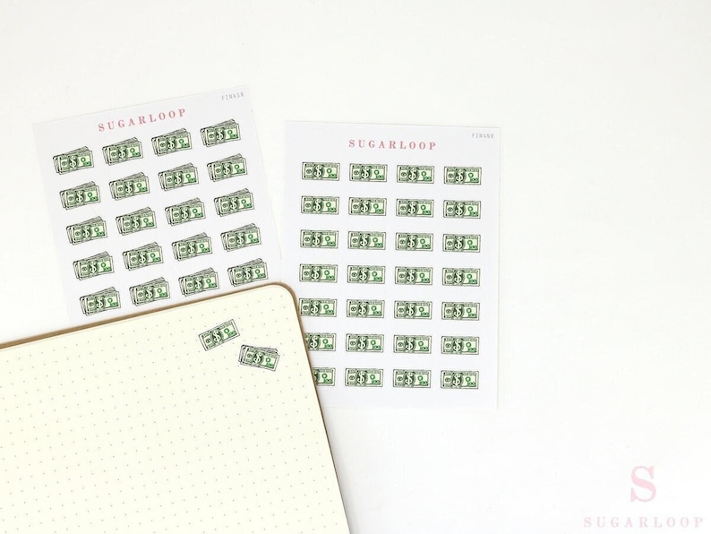 Payday Greenback Bujo Planner Stickers Journal Dollar Bill Tiny Money Stack Money Tracker Spending Expenses Budget Finance Travel FIN4 image 1