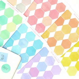 Hexagon Dot Square Bujo Planner Stickers: 1 in (25 mm) | Various Colors Functional Writable Smudge-Proof  Hobo TN GEO19