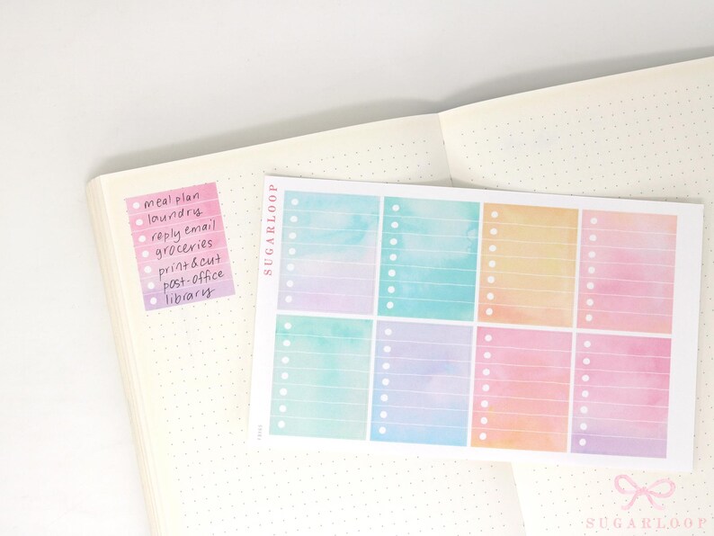 Watercolor Checklist Planner and Journal Stickers: Color Code ...